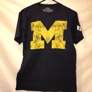 Men’s Michigan Blue and Yellow T-shirt. Medium